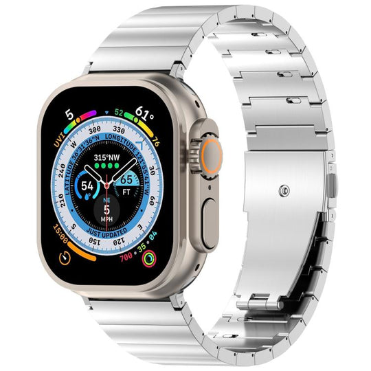 For Apple Watch 42mm / 41mm / 40mm / 38mm One-bead Quick-release Flat Buckle Titanium Alloy Watch Band(Silver)