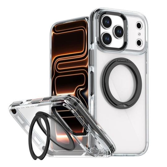 For iPhone 17 Pro Max Magnetic 360 Degree Rotating Holder Phone Case(Black)