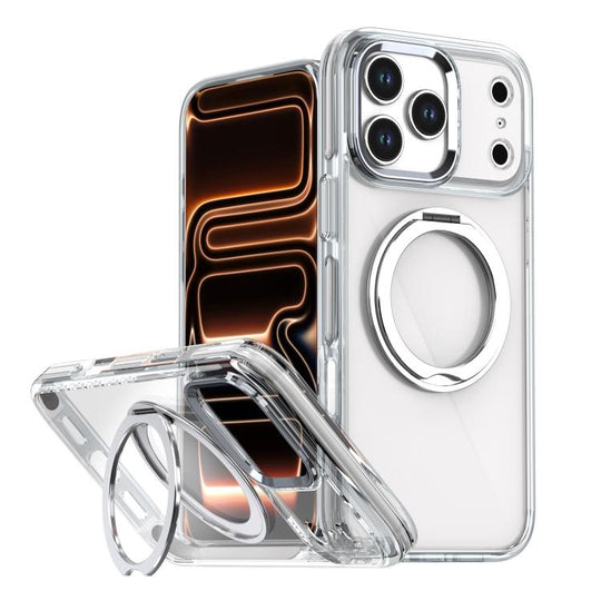 For iPhone 17 Pro Max Magnetic 360 Degree Rotating Holder Phone Case(White)