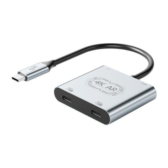 V77G 4K 60Hz USB-C / Type-C to Dual Type-C, PD 100W, USB 3.0 AR Glasses Charging Converter Adapter(Space Grey)