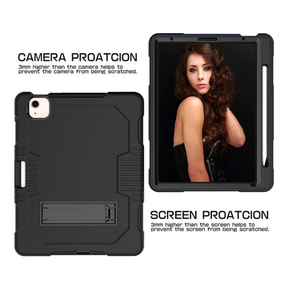 Contrast Color Robot Shockproof Silicon + PC Protective Case with Holder & Pen Slot For iPad Air 2022 / 2020 10.9(Black+Black)(Black+Black) - iPad Air (2022) / (2020) 10.9 Cases by buy2fix | Online Shopping UK | buy2fix