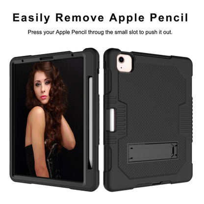 Contrast Color Robot Shockproof Silicon + PC Protective Case with Holder & Pen Slot For iPad Air 2022 / 2020 10.9(Black+Black)(Black+Black) - iPad Air (2022) / (2020) 10.9 Cases by buy2fix | Online Shopping UK | buy2fix