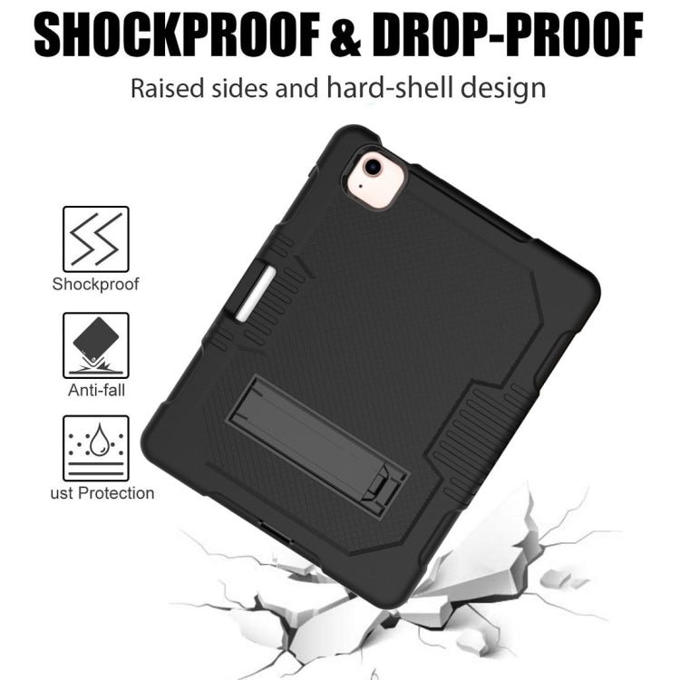 Contrast Color Robot Shockproof Silicon + PC Protective Case with Holder & Pen Slot For iPad Air 2022 / 2020 10.9(Black+Black)(Black+Black) - iPad Air (2022) / (2020) 10.9 Cases by buy2fix | Online Shopping UK | buy2fix
