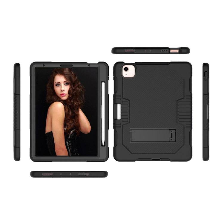 Contrast Color Robot Shockproof Silicon + PC Protective Case with Holder & Pen Slot For iPad Air 2022 / 2020 10.9(Black+Black)(Black+Black) - iPad Air (2022) / (2020) 10.9 Cases by buy2fix | Online Shopping UK | buy2fix