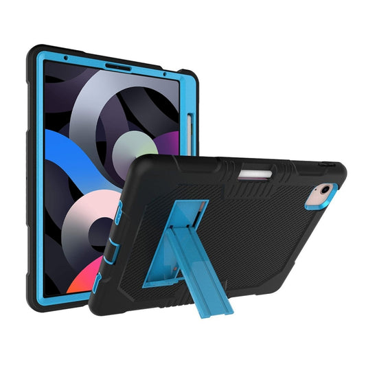 Contrast Color Robot Shockproof Silicon + PC Protective Case with Holder & Pen Slot For iPad Air 2022 / 2020 10.9(Black+Blue)(Black+Blue) - iPad Air (2022) / (2020) 10.9 Cases by buy2fix | Online Shopping UK | buy2fix