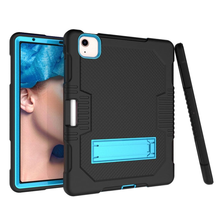 Contrast Color Robot Shockproof Silicon + PC Protective Case with Holder & Pen Slot For iPad Air 2022 / 2020 10.9(Black+Blue)(Black+Blue) - iPad Air (2022) / (2020) 10.9 Cases by buy2fix | Online Shopping UK | buy2fix