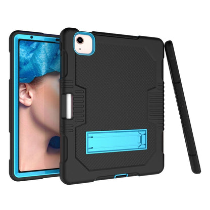Contrast Color Robot Shockproof Silicon + PC Protective Case with Holder & Pen Slot For iPad Air 2022 / 2020 10.9(Black+Blue)(Black+Blue) - iPad Air (2022) / (2020) 10.9 Cases by buy2fix | Online Shopping UK | buy2fix