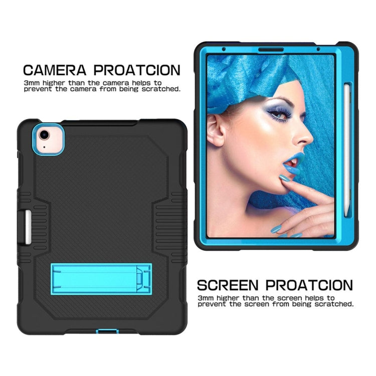 Contrast Color Robot Shockproof Silicon + PC Protective Case with Holder & Pen Slot For iPad Air 2022 / 2020 10.9(Black+Blue)(Black+Blue) - iPad Air (2022) / (2020) 10.9 Cases by buy2fix | Online Shopping UK | buy2fix