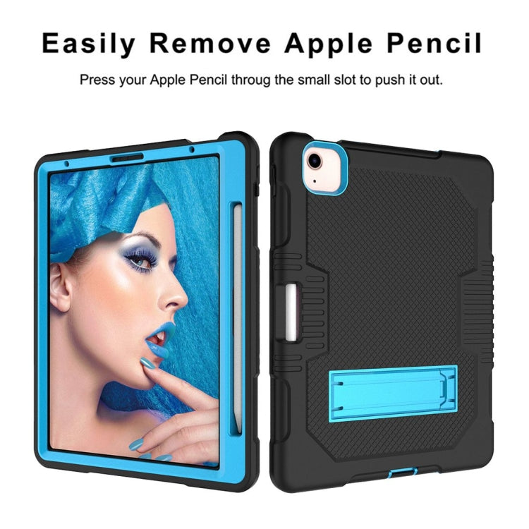 Contrast Color Robot Shockproof Silicon + PC Protective Case with Holder & Pen Slot For iPad Air 2022 / 2020 10.9(Black+Blue)(Black+Blue) - iPad Air (2022) / (2020) 10.9 Cases by buy2fix | Online Shopping UK | buy2fix