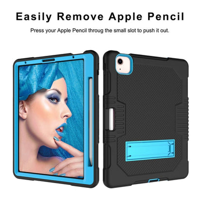 Contrast Color Robot Shockproof Silicon + PC Protective Case with Holder & Pen Slot For iPad Air 2022 / 2020 10.9(Black+Blue)(Black+Blue) - iPad Air (2022) / (2020) 10.9 Cases by buy2fix | Online Shopping UK | buy2fix