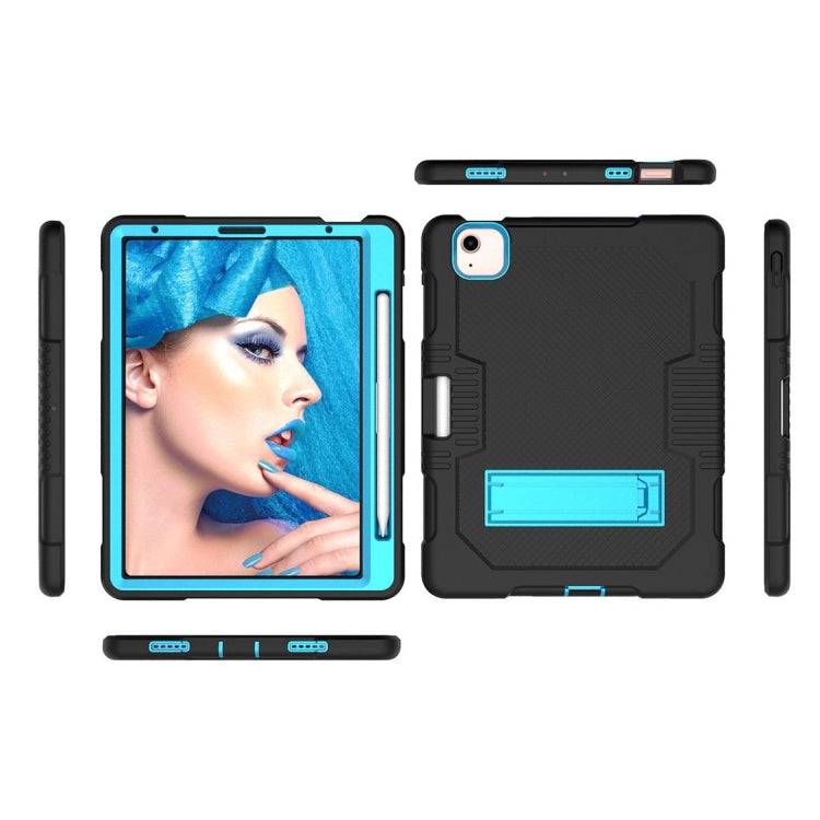 Contrast Color Robot Shockproof Silicon + PC Protective Case with Holder & Pen Slot For iPad Air 2022 / 2020 10.9(Black+Blue)(Black+Blue) - iPad Air (2022) / (2020) 10.9 Cases by buy2fix | Online Shopping UK | buy2fix