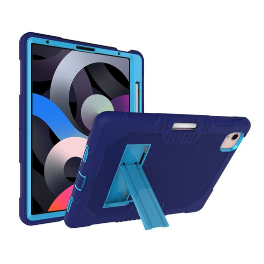 Contrast Color Robot Shockproof Silicon + PC Protective Case with Holder & Pen Slot For iPad Air 2022 / 2020 10.9(Navy Blue+Blue)(Navy Blue+Blue) - iPad Air (2022) / (2020) 10.9 Cases by buy2fix | Online Shopping UK | buy2fix