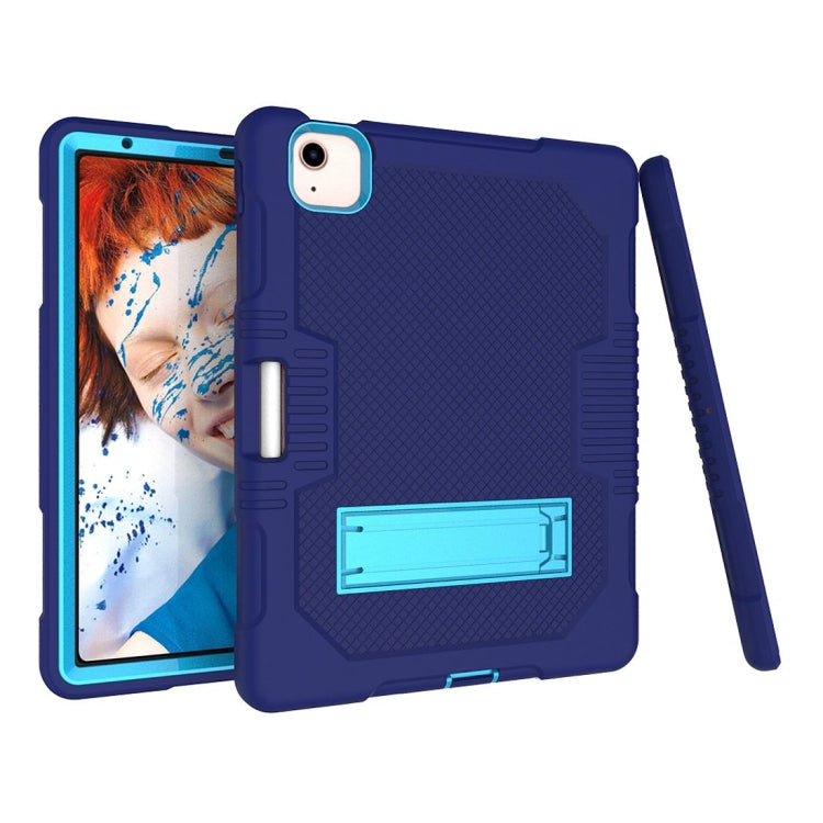 Contrast Color Robot Shockproof Silicon + PC Protective Case with Holder & Pen Slot For iPad Air 2022 / 2020 10.9(Navy Blue+Blue)(Navy Blue+Blue) - iPad Air (2022) / (2020) 10.9 Cases by buy2fix | Online Shopping UK | buy2fix