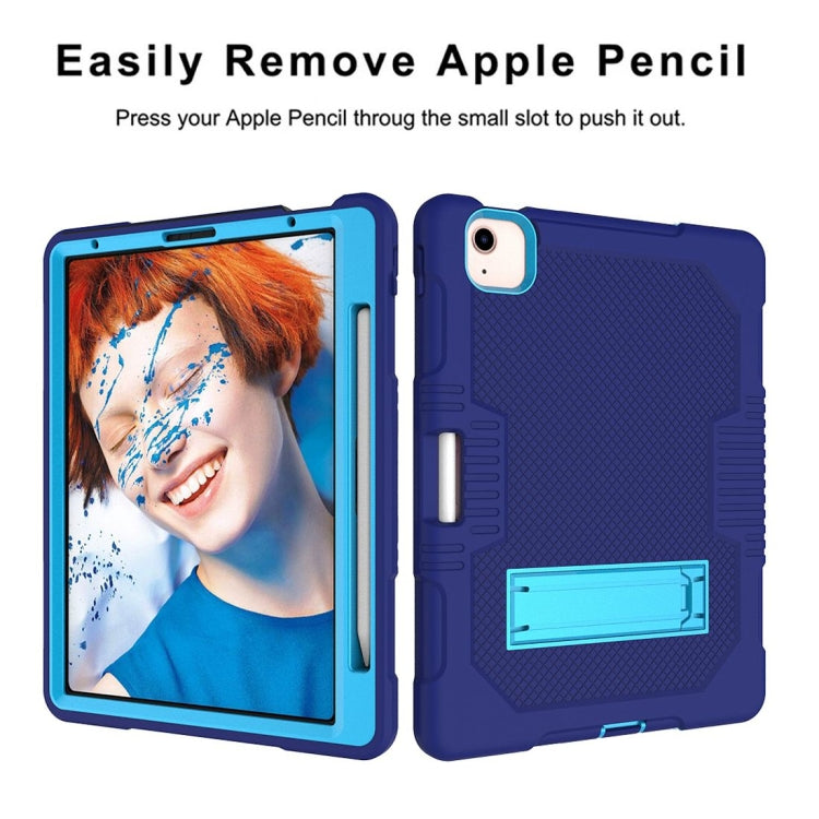 Contrast Color Robot Shockproof Silicon + PC Protective Case with Holder & Pen Slot For iPad Air 2022 / 2020 10.9(Navy Blue+Blue)(Navy Blue+Blue) - iPad Air (2022) / (2020) 10.9 Cases by buy2fix | Online Shopping UK | buy2fix