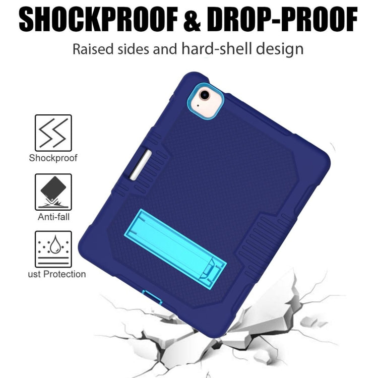 Contrast Color Robot Shockproof Silicon + PC Protective Case with Holder & Pen Slot For iPad Air 2022 / 2020 10.9(Navy Blue+Blue)(Navy Blue+Blue) - iPad Air (2022) / (2020) 10.9 Cases by buy2fix | Online Shopping UK | buy2fix