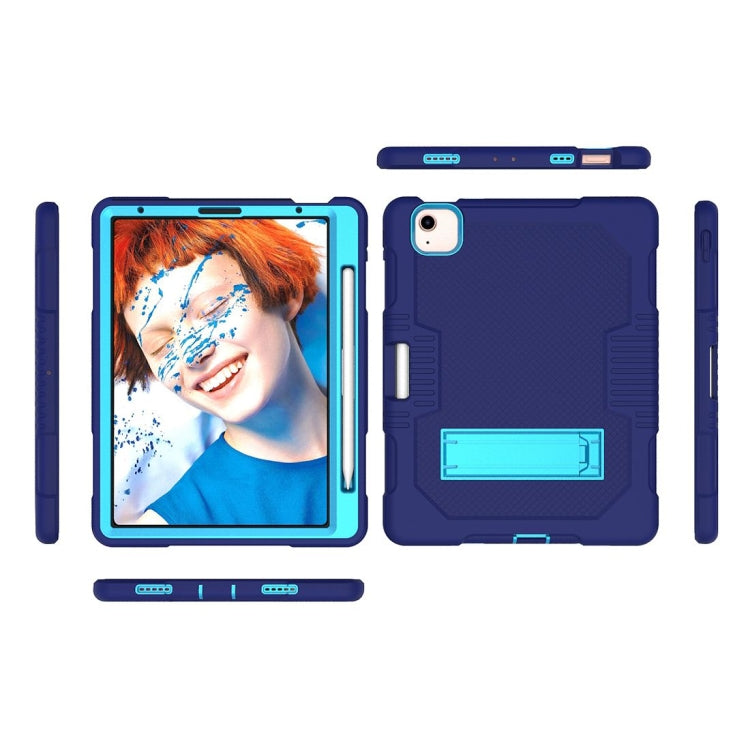 Contrast Color Robot Shockproof Silicon + PC Protective Case with Holder & Pen Slot For iPad Air 2022 / 2020 10.9(Navy Blue+Blue)(Navy Blue+Blue) - iPad Air (2022) / (2020) 10.9 Cases by buy2fix | Online Shopping UK | buy2fix