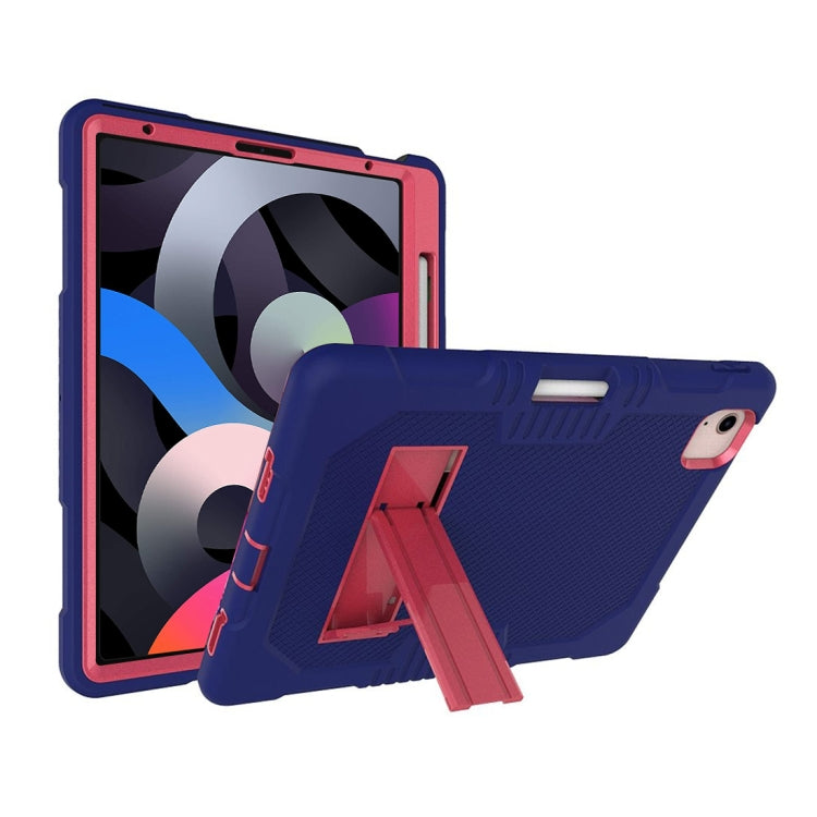 Contrast Color Robot Shockproof Silicon + PC Protective Case with Holder & Pen Slot For iPad Air 2022 / 2020 10.9(Navy Blue+Rose Red)(Navy Blue+Rose Red) - iPad Air (2022) / (2020) 10.9 Cases by buy2fix | Online Shopping UK | buy2fix