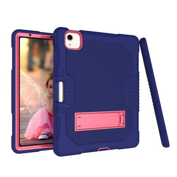 Contrast Color Robot Shockproof Silicon + PC Protective Case with Holder & Pen Slot For iPad Air 2022 / 2020 10.9(Navy Blue+Rose Red)(Navy Blue+Rose Red) - iPad Air (2022) / (2020) 10.9 Cases by buy2fix | Online Shopping UK | buy2fix