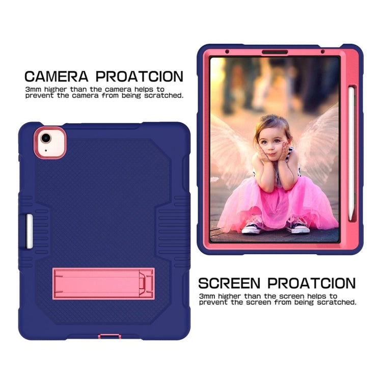 Contrast Color Robot Shockproof Silicon + PC Protective Case with Holder & Pen Slot For iPad Air 2022 / 2020 10.9(Navy Blue+Rose Red)(Navy Blue+Rose Red) - iPad Air (2022) / (2020) 10.9 Cases by buy2fix | Online Shopping UK | buy2fix