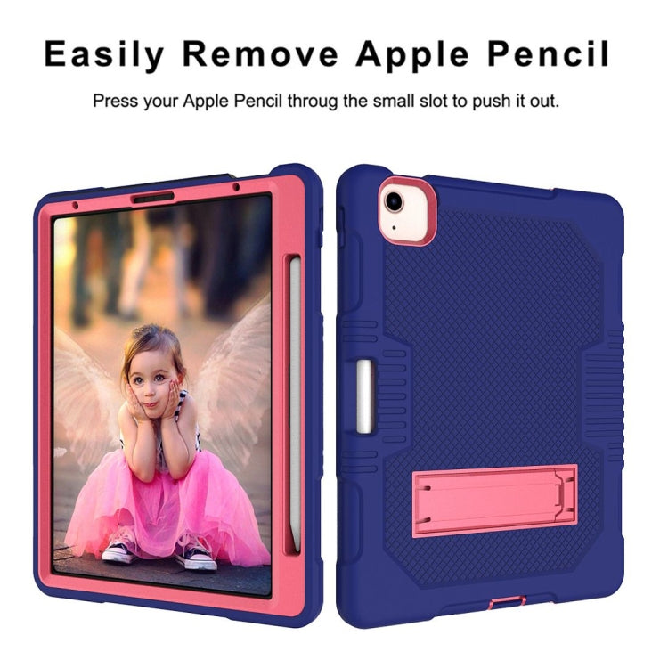 Contrast Color Robot Shockproof Silicon + PC Protective Case with Holder & Pen Slot For iPad Air 2022 / 2020 10.9(Navy Blue+Rose Red)(Navy Blue+Rose Red) - iPad Air (2022) / (2020) 10.9 Cases by buy2fix | Online Shopping UK | buy2fix