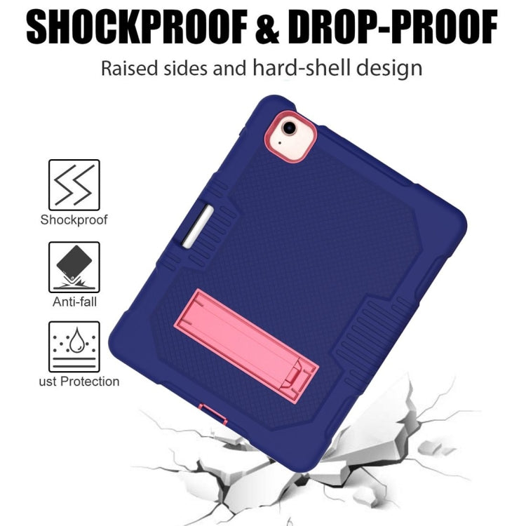 Contrast Color Robot Shockproof Silicon + PC Protective Case with Holder & Pen Slot For iPad Air 2022 / 2020 10.9(Navy Blue+Rose Red)(Navy Blue+Rose Red) - iPad Air (2022) / (2020) 10.9 Cases by buy2fix | Online Shopping UK | buy2fix