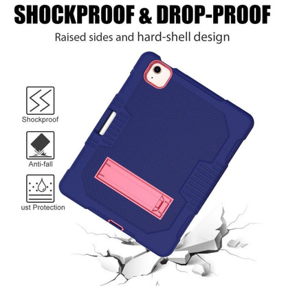 Contrast Color Robot Shockproof Silicon + PC Protective Case with Holder & Pen Slot For iPad Air 2022 / 2020 10.9(Navy Blue+Rose Red)(Navy Blue+Rose Red) - iPad Air (2022) / (2020) 10.9 Cases by buy2fix | Online Shopping UK | buy2fix