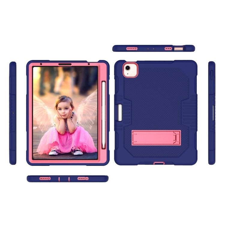 Contrast Color Robot Shockproof Silicon + PC Protective Case with Holder & Pen Slot For iPad Air 2022 / 2020 10.9(Navy Blue+Rose Red)(Navy Blue+Rose Red) - iPad Air (2022) / (2020) 10.9 Cases by buy2fix | Online Shopping UK | buy2fix