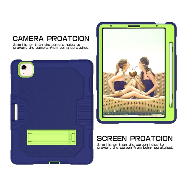 Contrast Color Robot Shockproof Silicon + PC Protective Case with Holder & Pen Slot For iPad Air 2022 / 2020 10.9(Navy Blue+Yellow Green)(Navy Blue+Yellow Green) - iPad Air (2022) / (2020) 10.9 Cases by buy2fix | Online Shopping UK | buy2fix