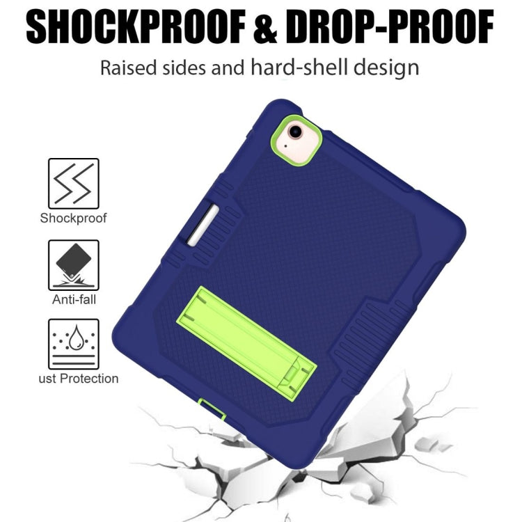 Contrast Color Robot Shockproof Silicon + PC Protective Case with Holder & Pen Slot For iPad Air 2022 / 2020 10.9(Navy Blue+Yellow Green)(Navy Blue+Yellow Green) - iPad Air (2022) / (2020) 10.9 Cases by buy2fix | Online Shopping UK | buy2fix