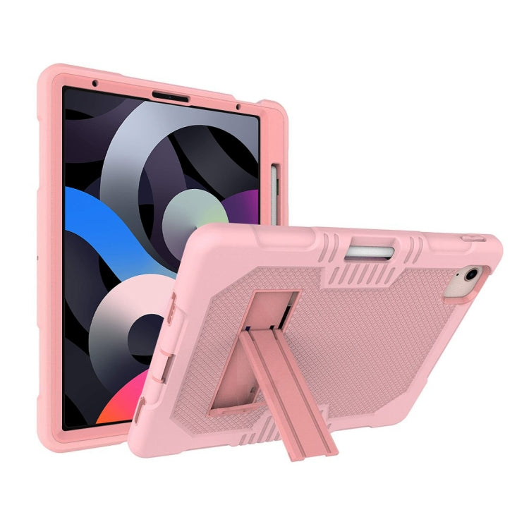 Contrast Color Robot Shockproof Silicon + PC Protective Case with Holder & Pen Slot For iPad Air 2022 / 2020 10.9(Rose Gold) - iPad Air (2022) / (2020) 10.9 Cases by buy2fix | Online Shopping UK | buy2fix