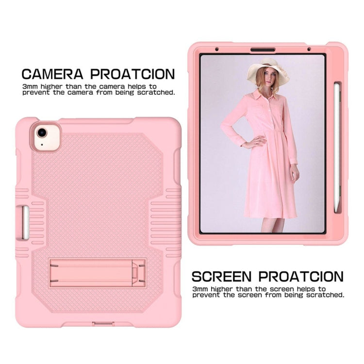Contrast Color Robot Shockproof Silicon + PC Protective Case with Holder & Pen Slot For iPad Air 2022 / 2020 10.9(Rose Gold) - iPad Air (2022) / (2020) 10.9 Cases by buy2fix | Online Shopping UK | buy2fix