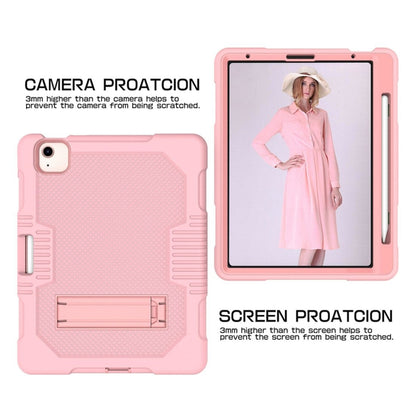 Contrast Color Robot Shockproof Silicon + PC Protective Case with Holder & Pen Slot For iPad Air 2022 / 2020 10.9(Rose Gold) - iPad Air (2022) / (2020) 10.9 Cases by buy2fix | Online Shopping UK | buy2fix