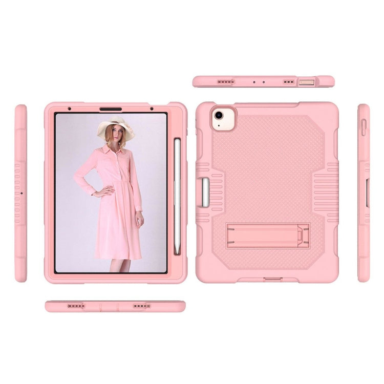 Contrast Color Robot Shockproof Silicon + PC Protective Case with Holder & Pen Slot For iPad Air 2022 / 2020 10.9(Rose Gold) - iPad Air (2022) / (2020) 10.9 Cases by buy2fix | Online Shopping UK | buy2fix