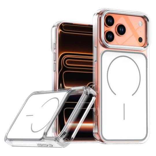 For iPhone 18 Pro Max / 17 Pro Max Bright Shadow Two-color MagSafe Magnetic Phone Case(White)