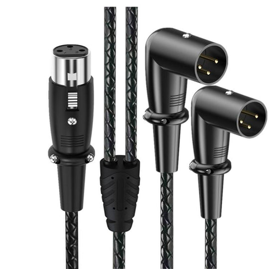 Y-type Balanced Microphone Splitter XLR Audio Cable, Length: 0.5m, Specification:Female Straight to 2xMale Elbow(Black)