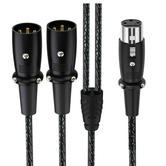 Y-type Balanced Microphone Splitter XLR Audio Cable, Length: 0.5m, Specification:Female Straight to 2xMale Straight(Black)