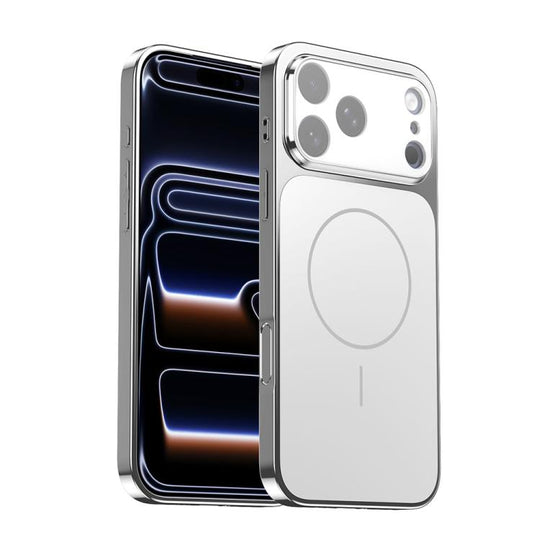 For iPhone 17 Pro Max Corning Glass Plating Large Window MagSafe Phone Case(Silver)