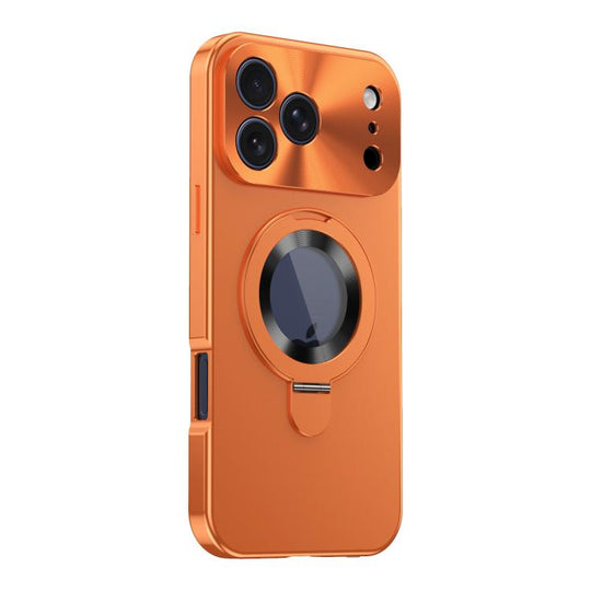 For iPhone 17 Pro Max Privacy Screen Film Full Cover MagSafe Holder Phone Case(Orange)