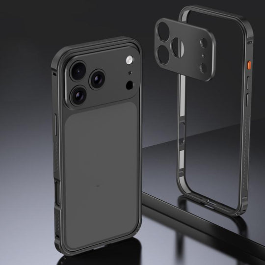For iPhone 17 Pro Max Armor Dual-side Anti-slip Metal Frame Case with Lens Cover(Black)