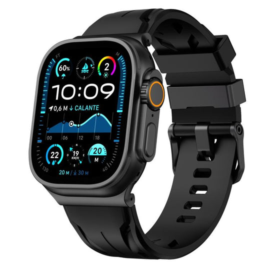 For Apple Watch 42mm / 41mm / 40mm / 38mm Black Pin Buckle Silicone Watch Band(Black)