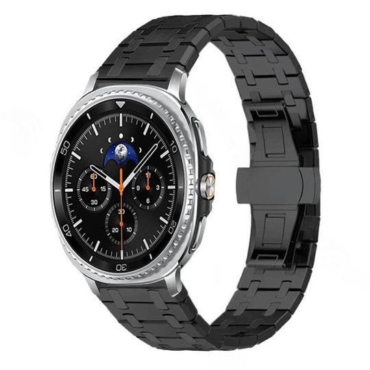 For Galaxy Watch9 / 8 / 8 Classic Butterfly Buckle Titanium Alloy Watch Band(Black)