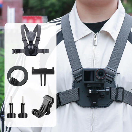 6 in 1 Magnetic Base Vest-style Photography Chest Strap Body Mount Belt with Mount & Screw