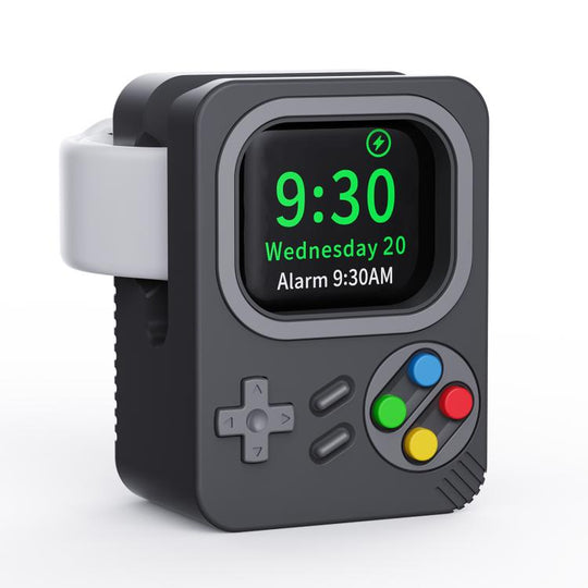 For Apple Watch ZX-ZJ01 Retro Game Console Silicone Charging Stand Base(Grey)