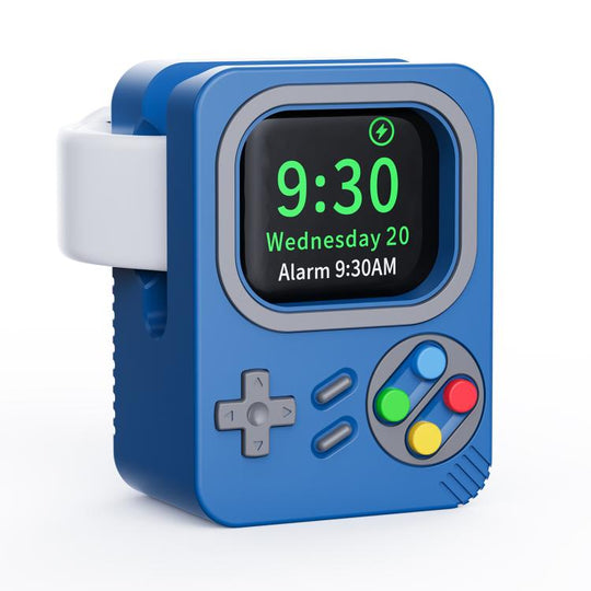 For Apple Watch ZX-ZJ01 Retro Game Console Silicone Charging Stand Base(Blue)