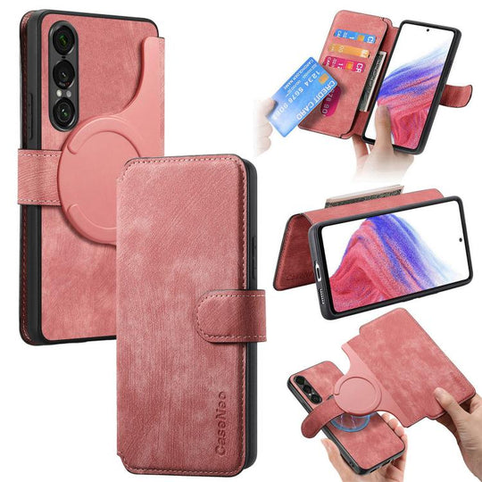 For Sony Xperia 1 VII CaseNeo MagSafe RFID Anti-theft Retro Leather Phone Case(Pink)