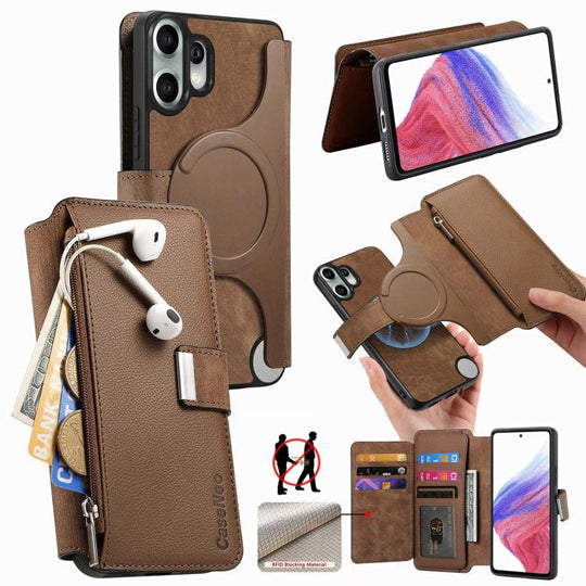 For Nothing CMF Phone 2 Pro CaseNeo MagSafe RFID Anti-theft Zipper Wallet Retro Leather Phone Case(Brown)