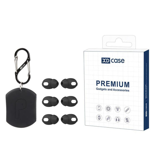 For AirPods 5 / 4 XDcase 3 Pairs Silicone Cover Ear Caps with Storage Case & Carabiner(Black)
