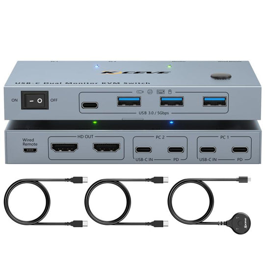 NW-KVMC212H 4K 60Hz USB-C / Type-C Ports Dual Monitor KVM Switch(US Plug)