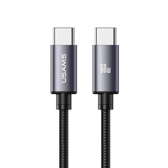 USAMS SJ769 U91 60W Type-C to Type-C Aluminum Alloy Fast Charging Data Cable, Length: 1m(Gun Color)