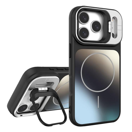For iPhone 17 Pro Max AG Frosted Lens Holder MagSafe Phone Case(Black)
